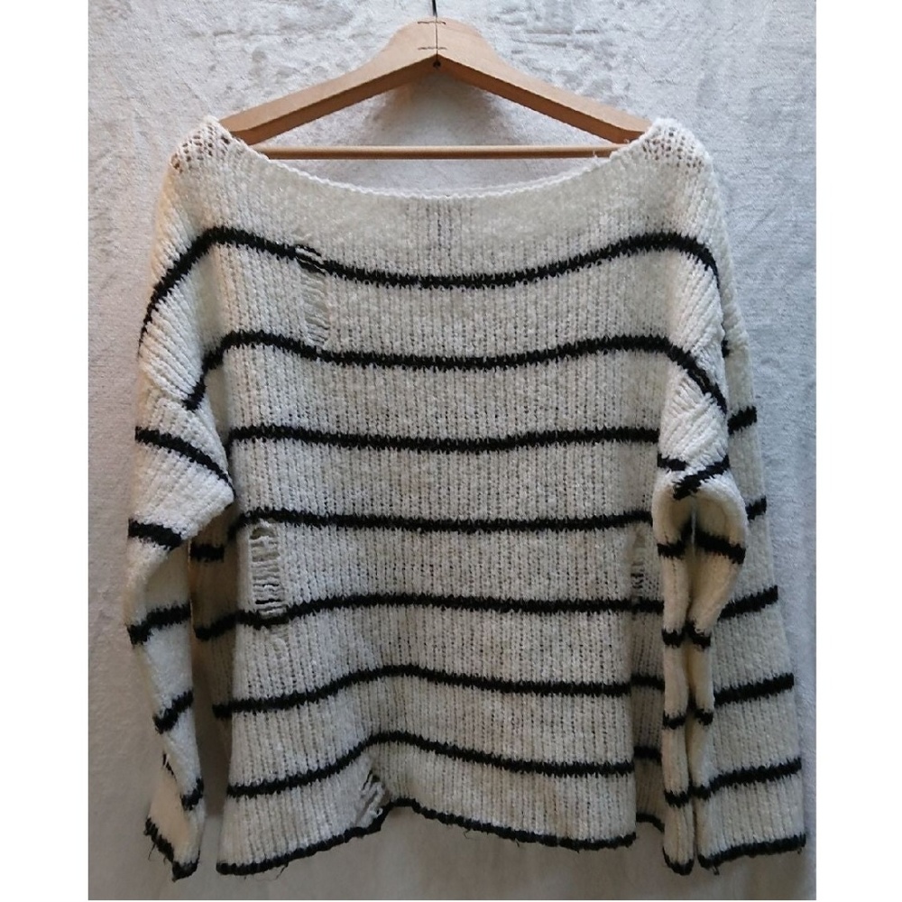 SOLD!! Forever 21 Boat Neck Distressed Sweater